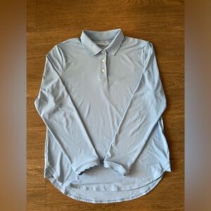 Peter Millar Women’s UPF 50+ Long Sleeve 1/4 Button Up Polo Light Blue Size L